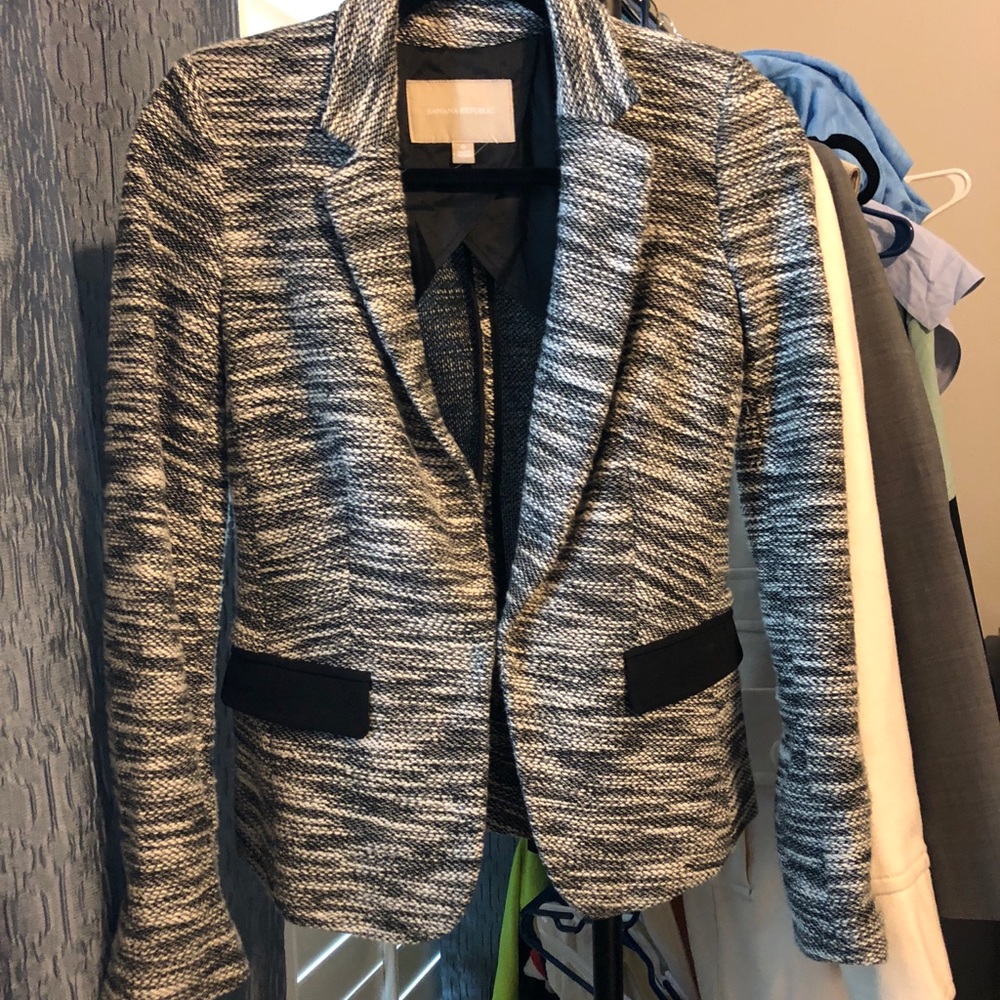 Banana Republic Black White Tweed Blazer Size 0